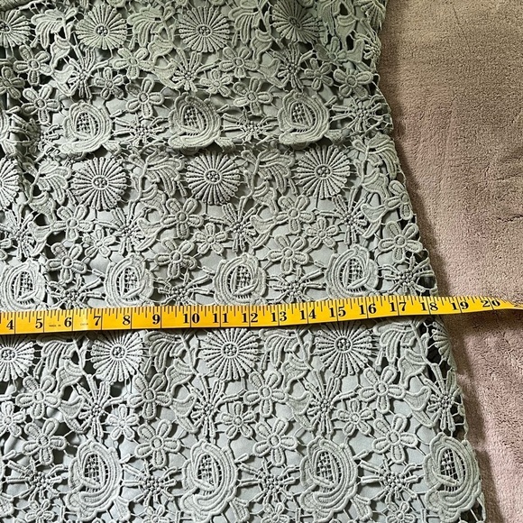 Lulu’s Sage Love Poem Lace Overlay Halter Mini Cocktail Dress Size Large - Picture 14 of 16
